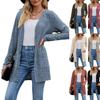 2023 Cross-Border Autumn New Women's Clothing Amazon Women's Brushed Ribbed Solid Color Long-Sleeve Cardigan Jacket