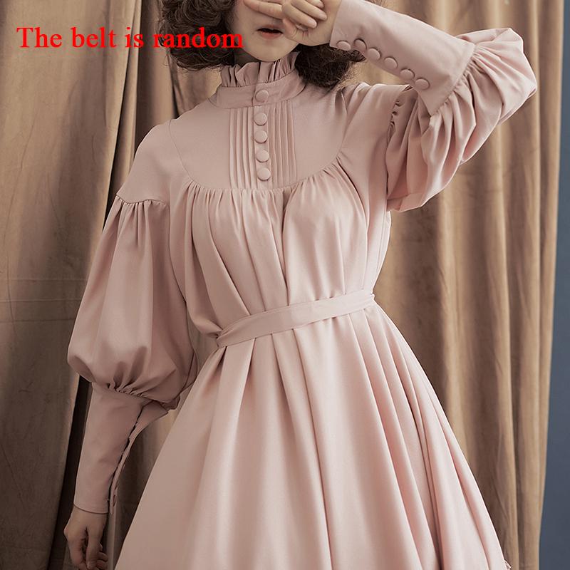 

Готическое платье Лолиты, японское мягкое черное платье для сестры, хлопковое женское милое платье принцессы, костюм на Хэллоуин для девочек S розовый