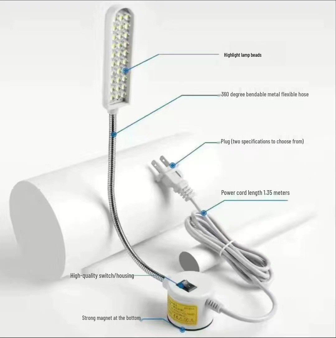

Магнитный светодиодный светильник высокой яркости для швейной машины, 30 светодиодов для оверлока и 20 светодиодов для плоскошовной машины, профессиональное рабочее освещение EU Standard LED Sewing Light (30 LEDs) белый/кремовый
