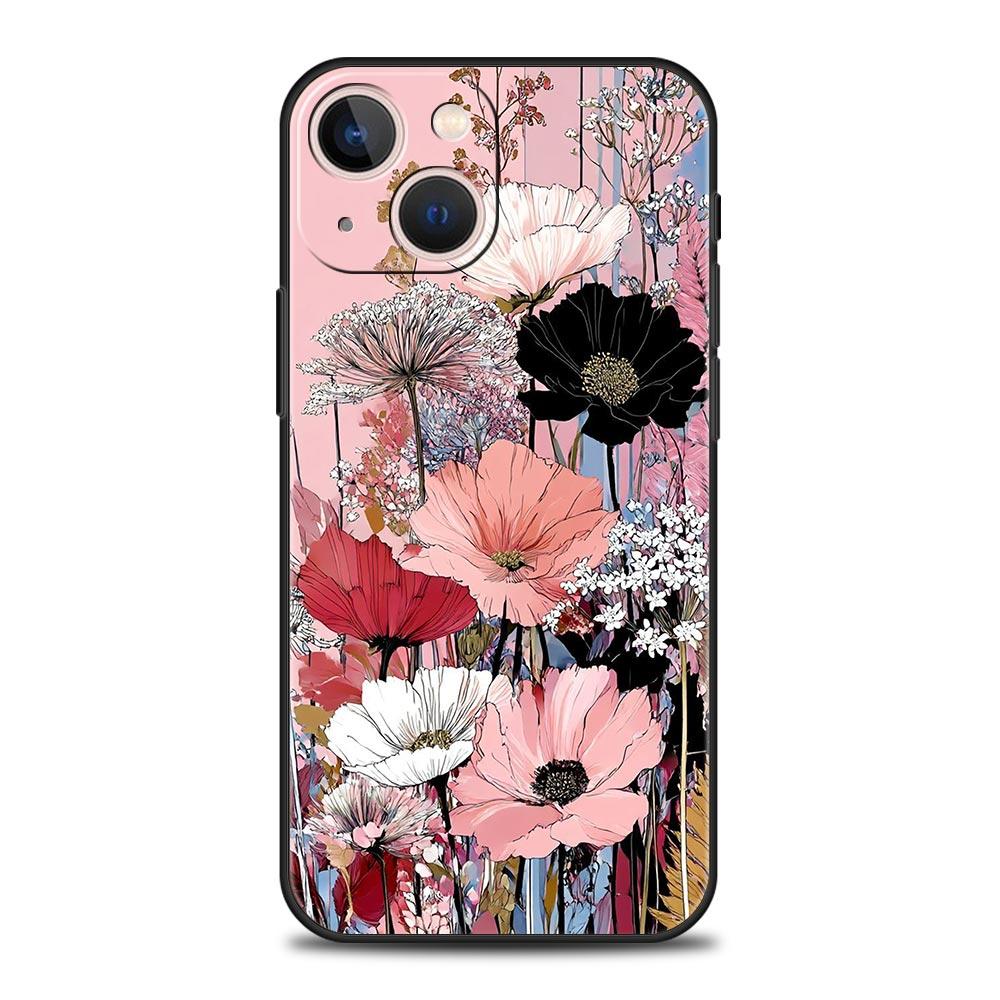 Abstract Plants Flower Phone Case Cover for iPhone 17 16 15 14 13 12 11 Pro Max 17 Air Plus Shockproof Soft TPU Shell Fundas Bag