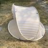 2 Person Quick Beach Tent Sun Shelter Portable No Assemble Striped Beige White All Season Shade Carry Bag Light Camping Picnic