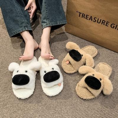 Mode Femmes Pantoufles Un Mot Automne Hiver Mignon Dessin Animé Léger Confortable Chaussons en Peluche Intérieur Chaud Antidérapant Maison Coton