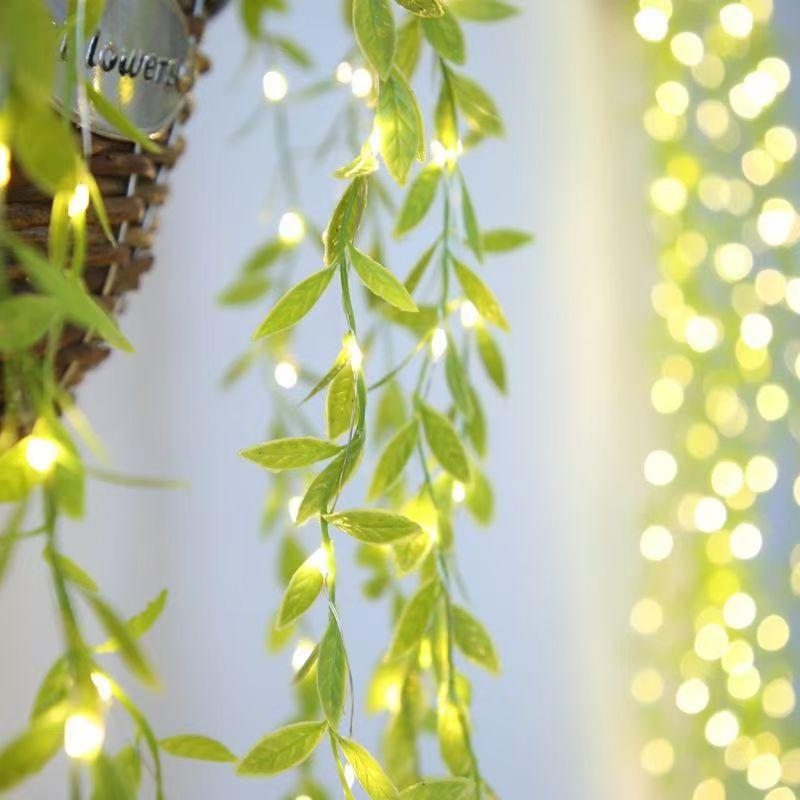 20 Light 2M Always Willow Curtain Lamp Decorative Light String Imitation Leaf Basket Copper Wire Christmas Party Decorations