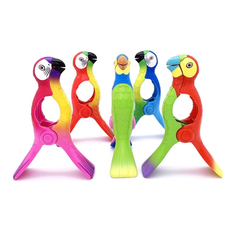 Parrots Beach Towel Clip for Beach Chairs Plastic Bird Towel Holder Colorful Clothes Pegs for Garden Holiday Pool Beach