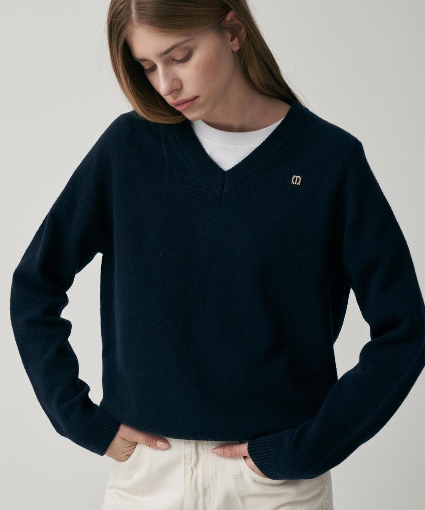 MOTT Merino Wool V-Neck Knit - Navy