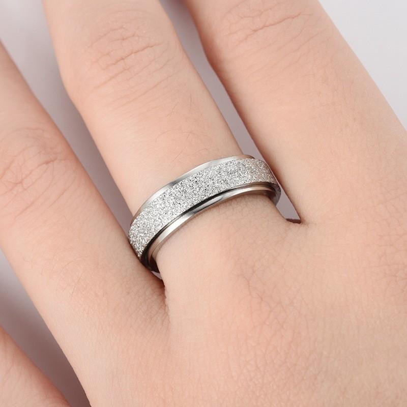 Titanium Steel Frosted Ring Rotatable Anti-anxiety Decompression Ring Ring Couple Ring