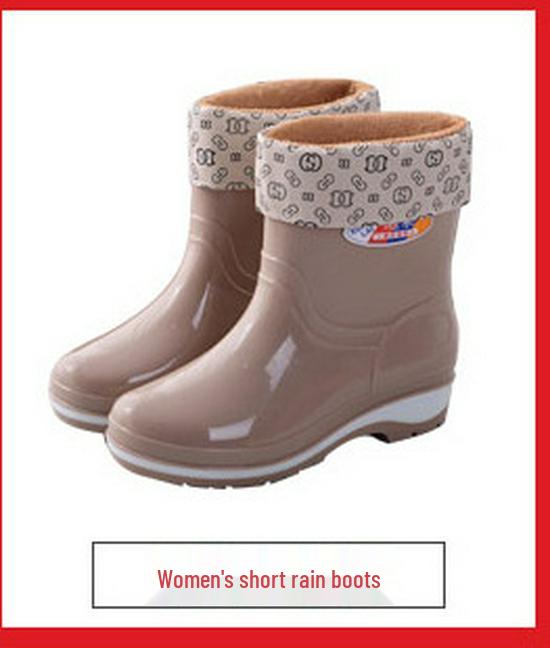 Women's Non-slip Low-top Rain Shoes, Short Tube Rubber Boots, Low Heel Water Shoes