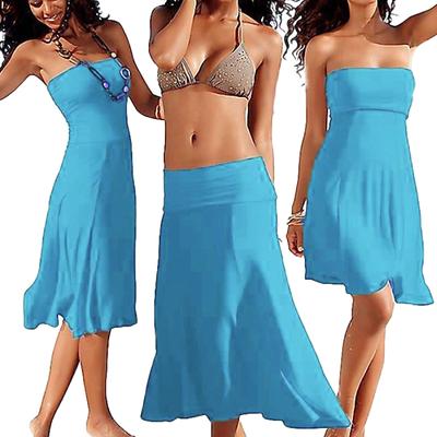 RONGUI Beach Dress, Swimsuit Overdress, Long/Short Skirt, Women's, Plus Sizes, Summer (JP, Alphabet, M, Blue)