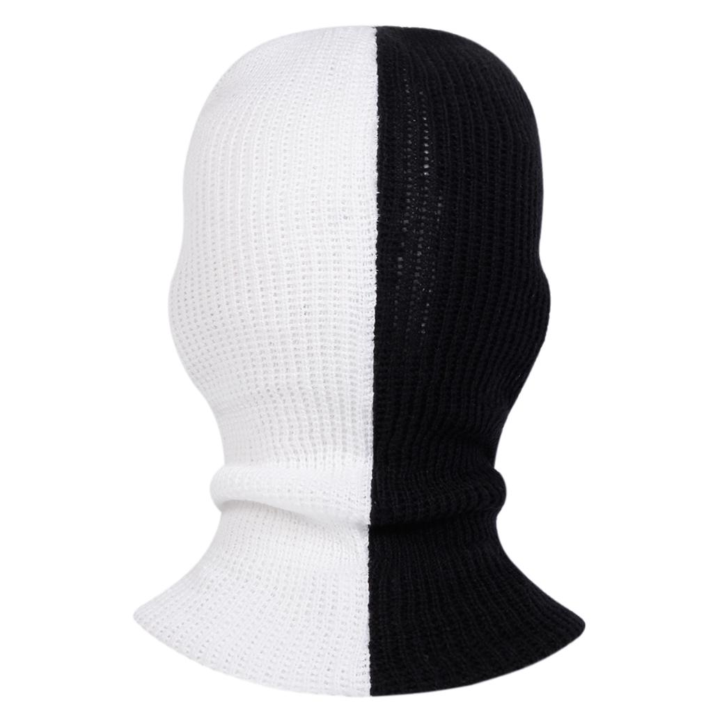 Unisex Color Block Balaclava Hat Winter Warm Cold Cap Windproof Knitted Caps Spring Autumn Outdoor Sport Travel for Women Men