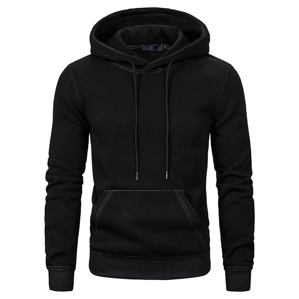 

(SU)Men s Casual Fashion Solid Color Hoodie Long Sleeves Sweatershirt Tops