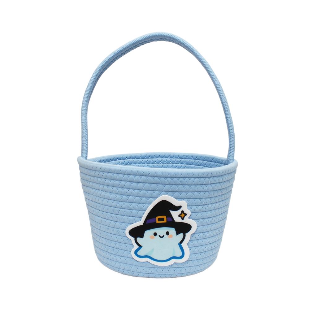 Halloween Handwoven Storage Basket - Decorative for Candy, Treats, and Party Organization