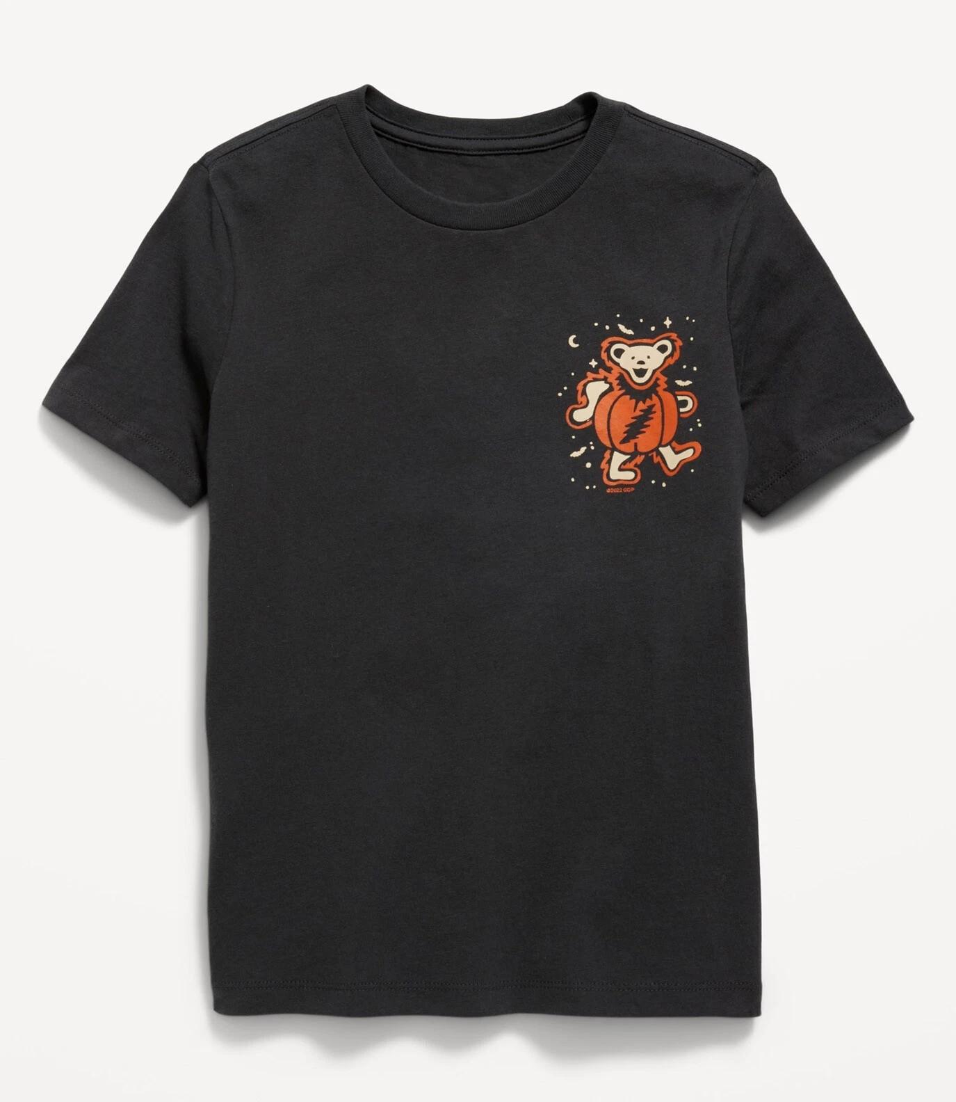 

New Grateful Dead Pumpkin Bear Halloween Kids Medium Black Cotton Folk Rock Tee 130