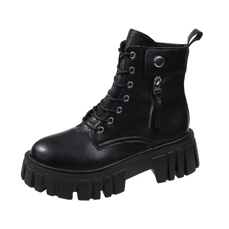 2024 New  Boots Female BritishStyle All The Thick Soled Net Red Autumn Thin Shoes Fashion Single Ankle Boots