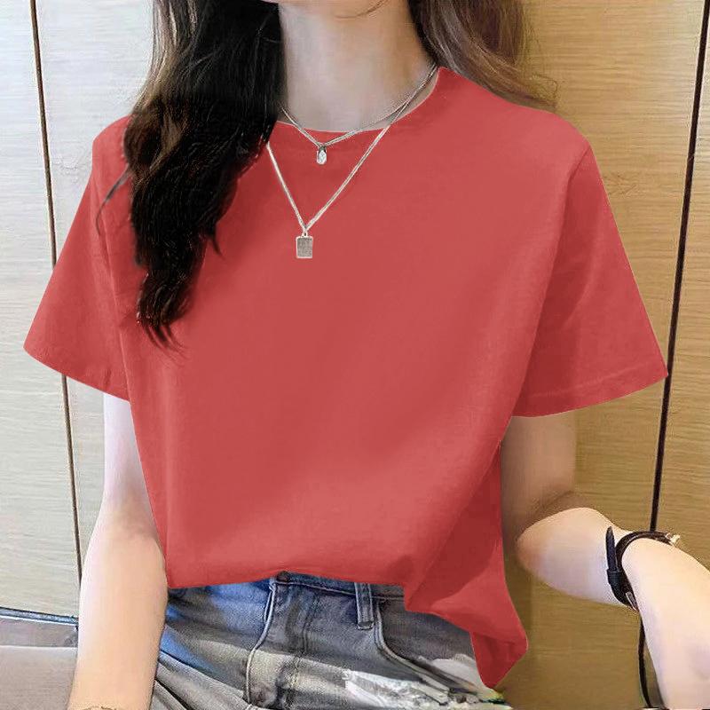 2025Summer Loose Women's T-Shirt High Quality O Neck Solid Color Short Sleeve Women's Business Wear Short Sleeve T-Shirt CCXX178