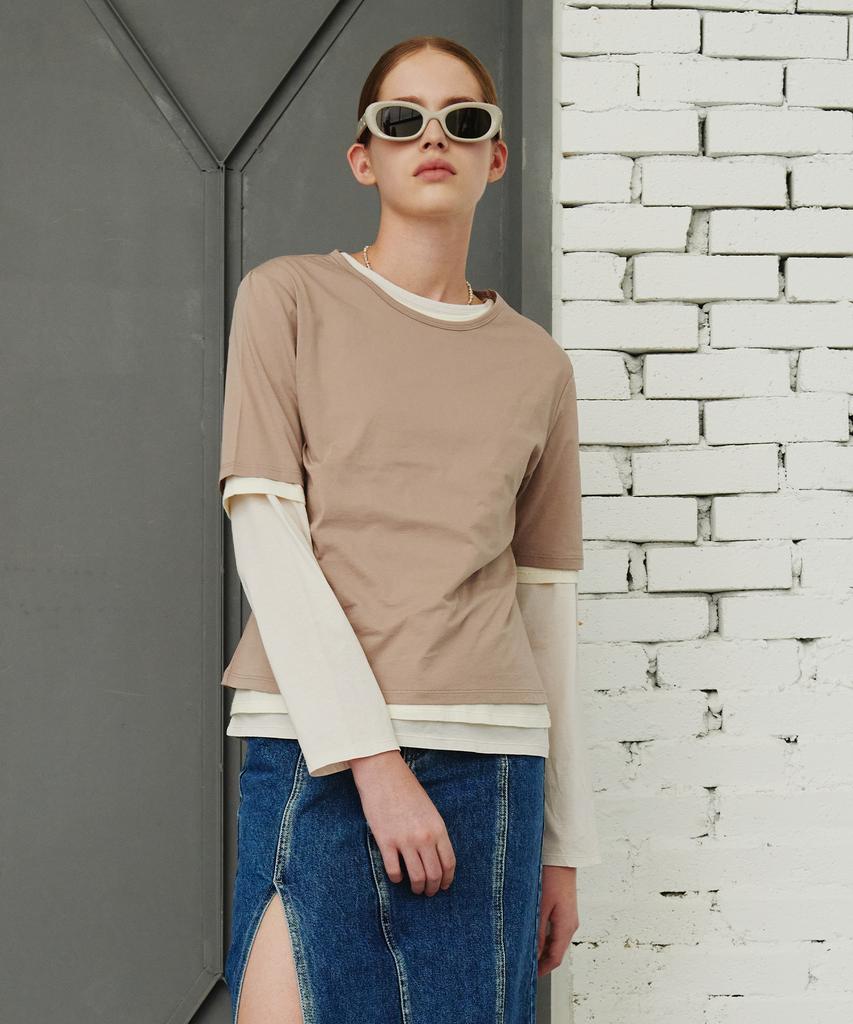 PLAC WOMEN Layered Long Sleeve T-Shirt Gray