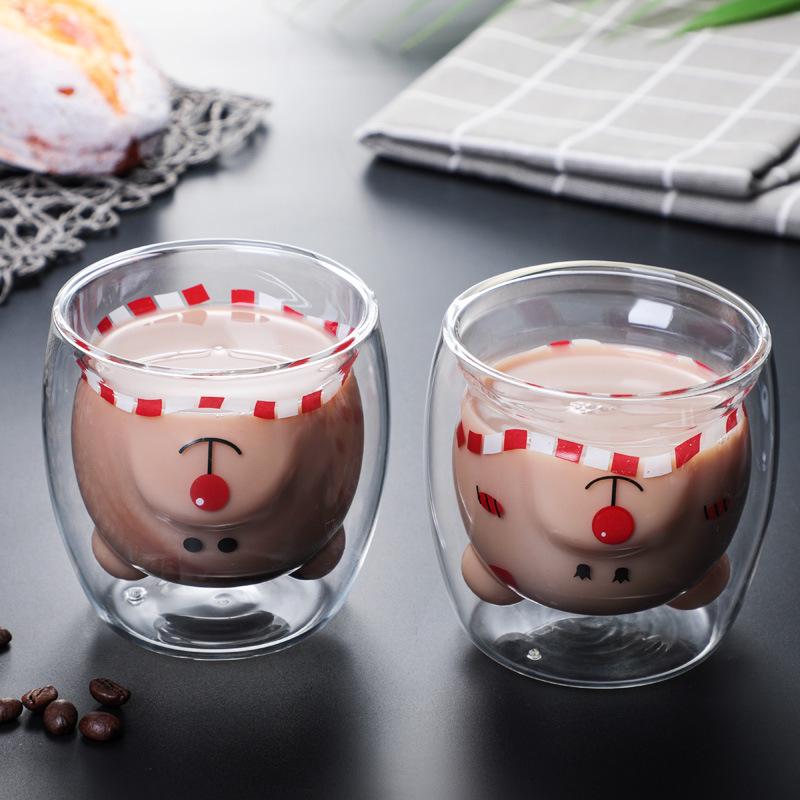 Double-Layer Cartoon Bear Insulated Glass Cup