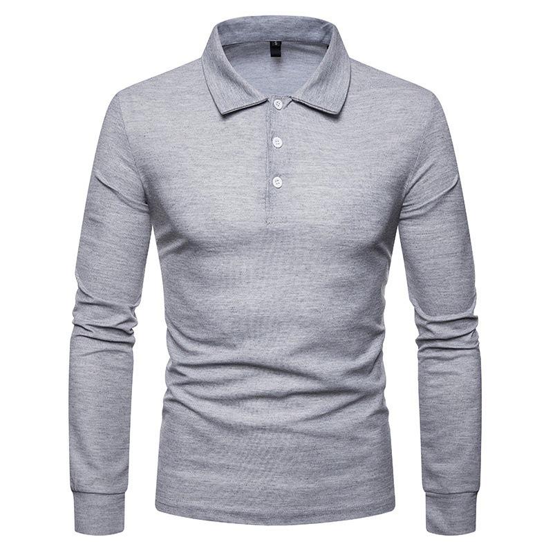 Autumn/Winter 2021 Men's Slim Fit Long Sleeve Polo with Color Turn-Down Collar