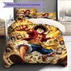 One Piece Luffy Pattern Bedding Quilt Set Home Decoration Gift (1 * Duvet Cover + 2 * Pillowcase Without Core)