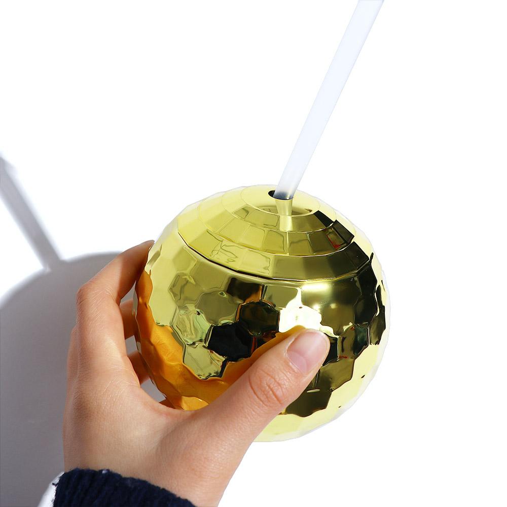 Drink Glitter with Straw Sparkly Wine Goblets Cocktail Bar Tools Disco Ball Cup