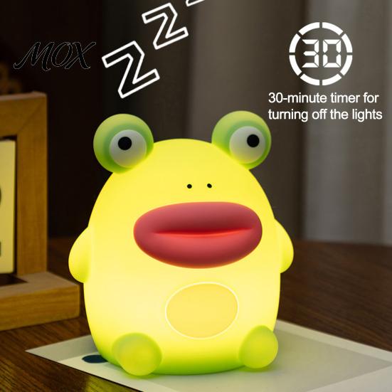 Portable Nursery Light Frog Silicone Night Light, Rechargeable Touch Bedside Lamp with 3 Brightness & Remote Control, 30 Min Timer Desk Decoration,