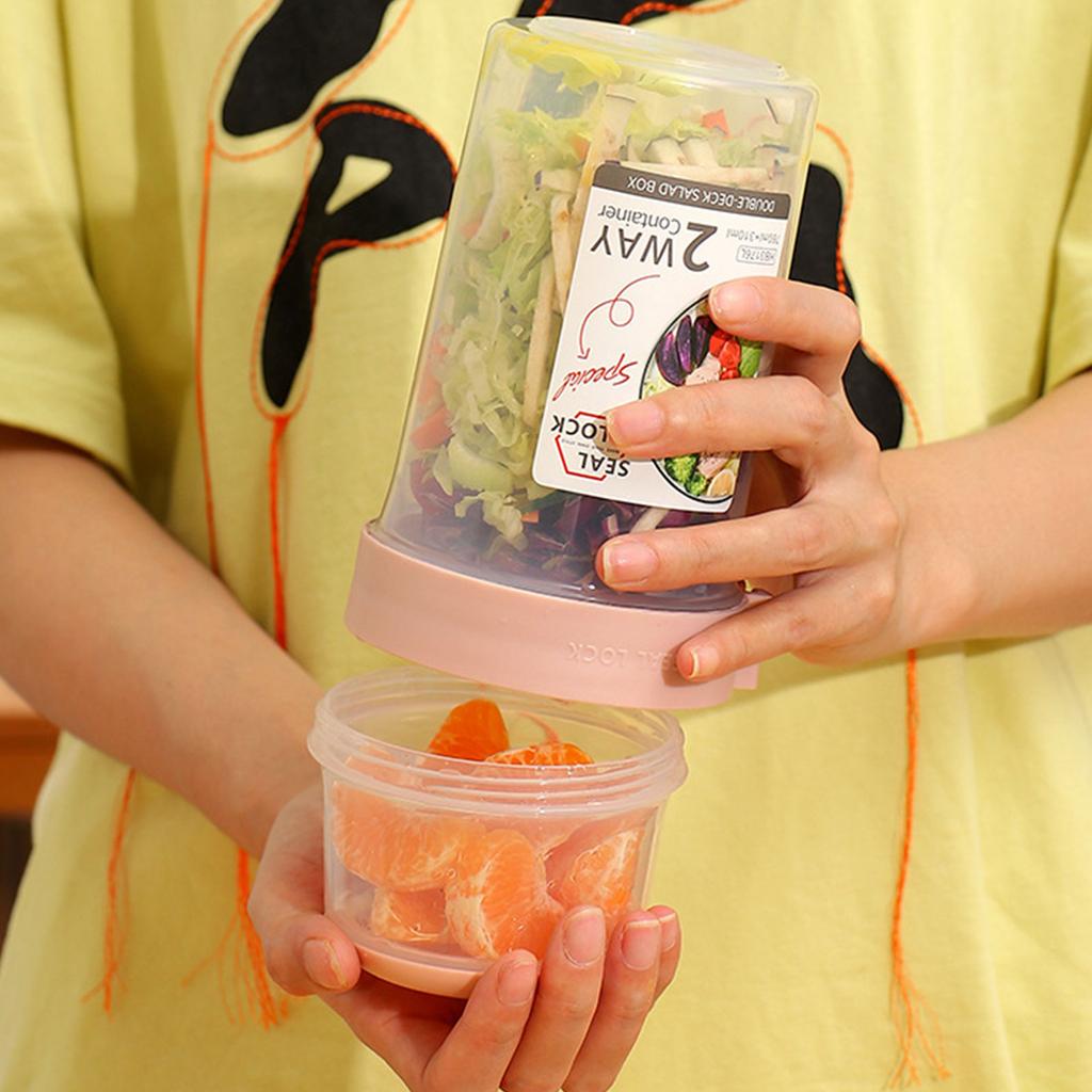 Salad Yogurt Box Cereals Container Double-layered Portable Travel Storage Jars