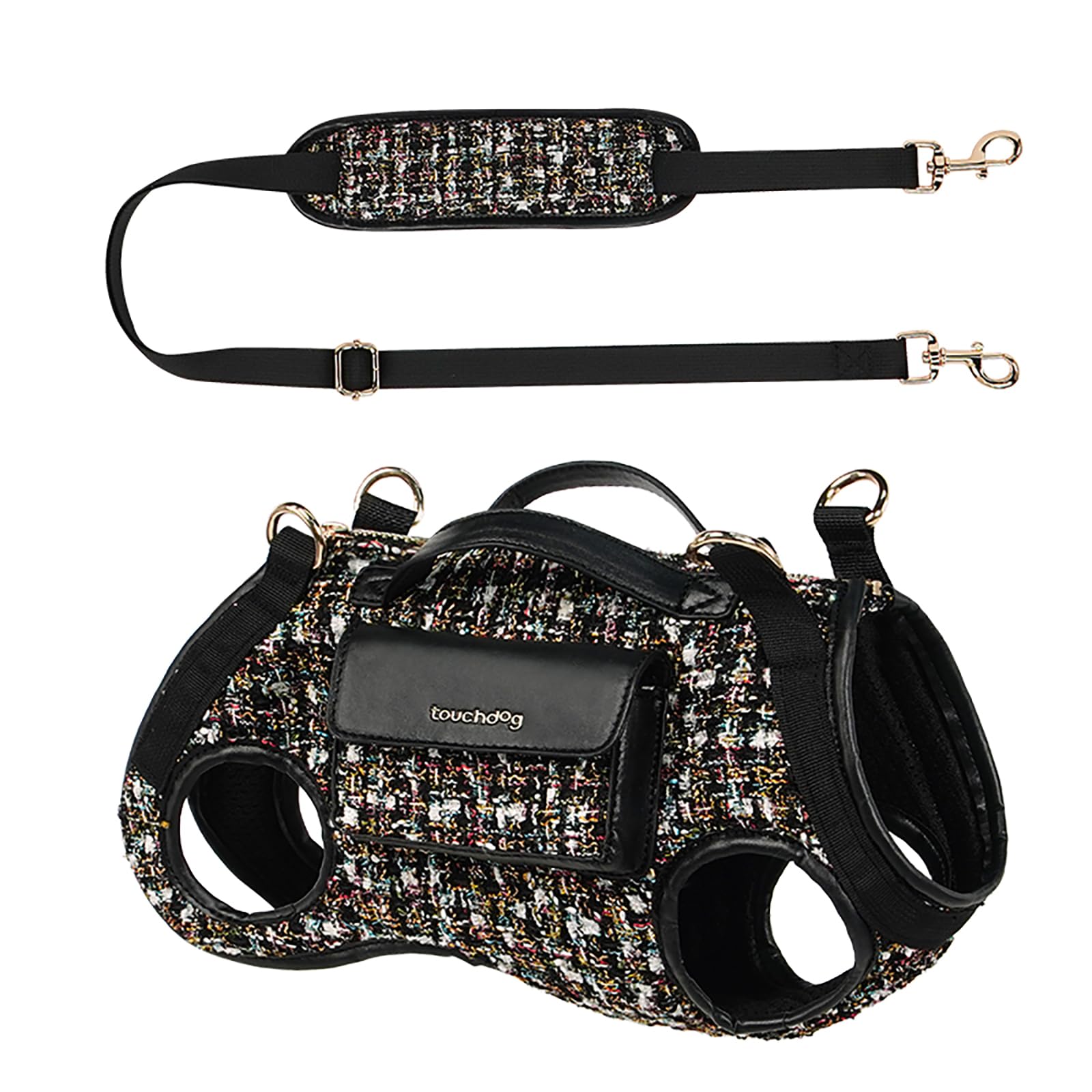 

TOUCHDOG Подъемная шлейка и переноска для собак Мягкий амортизированный пояс Можно использовать как сумку - Дизайн, Легкий, Дышащий, Многофункциональный, (Лунный Черный,