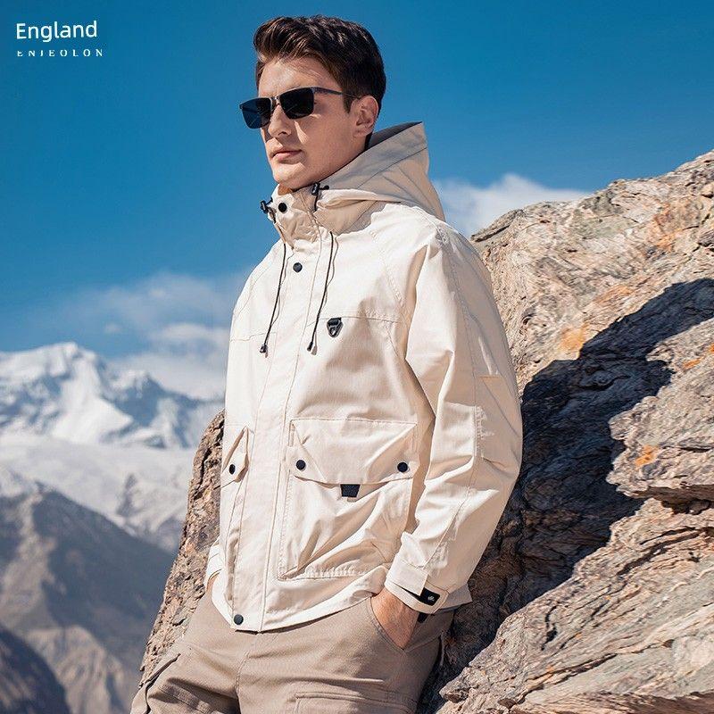 

Casual Hooded Jacket for Men, Autumn and Winter Style, Trendy Workwear, Outdoor Mountaineering Clothing, Windproof, Thickened Cotton-Padded Jacket Beige Color X L