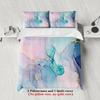 Abstract Art Bedding Set Blue Pink Purple Gold Marble Pattern Bedding With Duvet Cover & Pillowcases For Bedroom