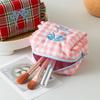 Cute Small Girl's Sweet Style Ruffled Makeup Trousse Maquillage Bag Organizer Pouch Kawaii Cosmetic Bag Plaid Bow Makeup Bag