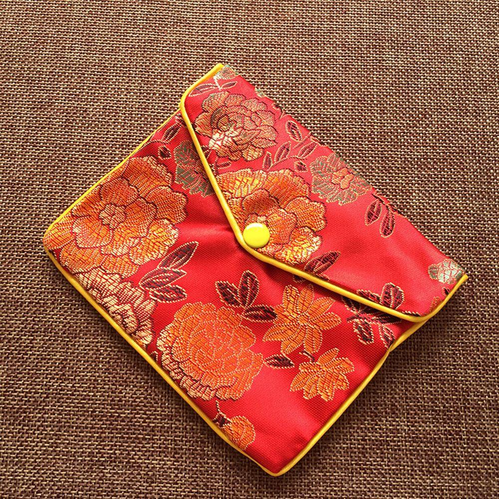Silk Embroidery Gifts Bracelace Brocade Handmade Buckle Zipper Floral Coin Purse Jewelery Storage Handbags Wallet Jewelery Bag