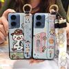 Ring Waterproof Phone Case For MOTO G24 Power Back Cover Anti-dust Durable Wristband Kickstand Protective Lanyard Cute