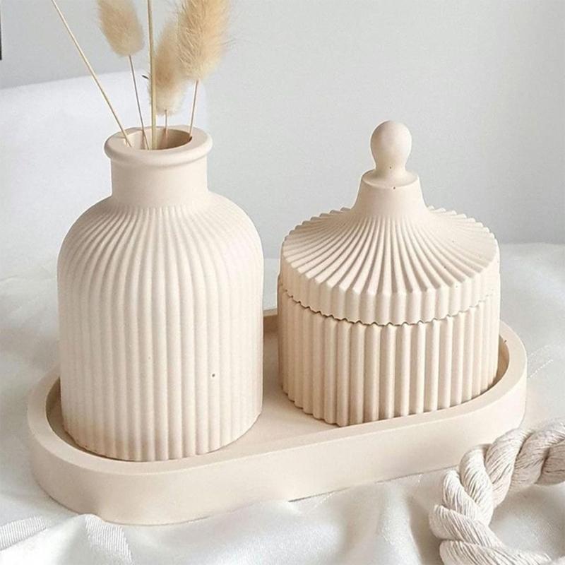 Ribbed Tray and Container Casting Form Set for DIY Projects, Ribbed Vessel Forms for Table Display and Handmade Gifting Themes Daily