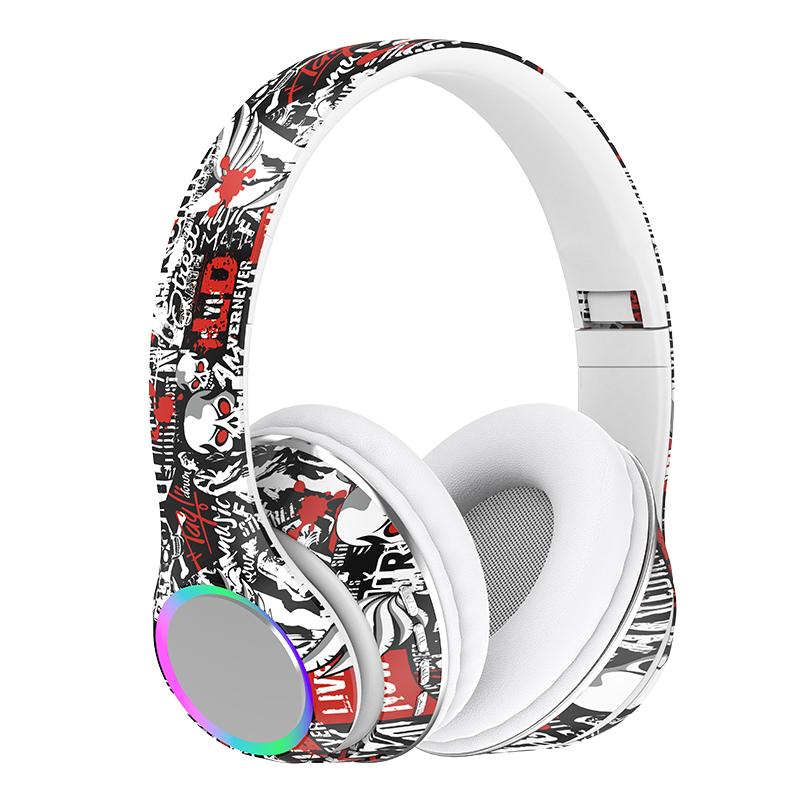Neue bunte Graffiti-Kopfhörer LED Wireless Bluetooth Headsets Hifi Stereo Faltbare Gamer Kopfhörer Rauschunterdrückung Freisprecheinrichtung