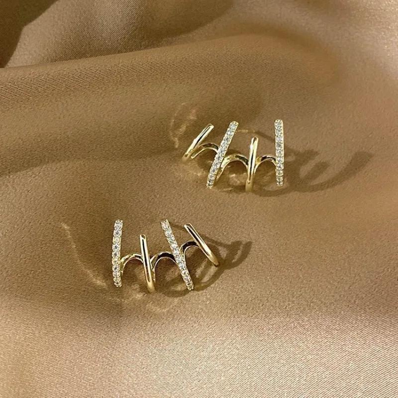 Fashion Rhinestone Decor Ear Cuff Earring for Woman Ear 2024 Summer New Arrival Christmas Jewelry Gift Birthday Wedding Jewelry