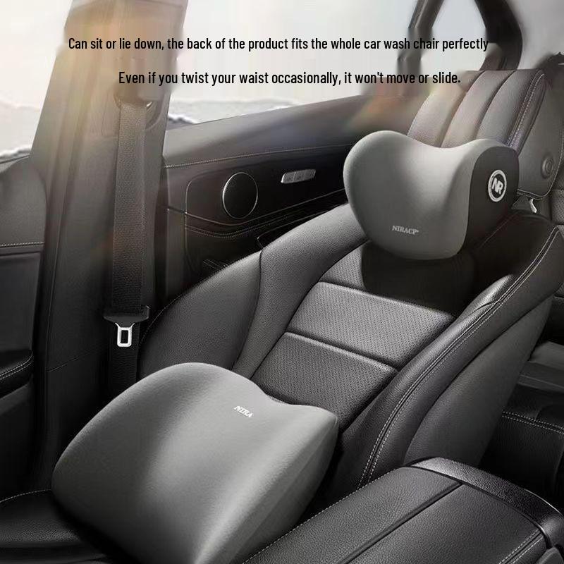 Memory Foam Car Seat Lumbar & Neck Support Pillow Set