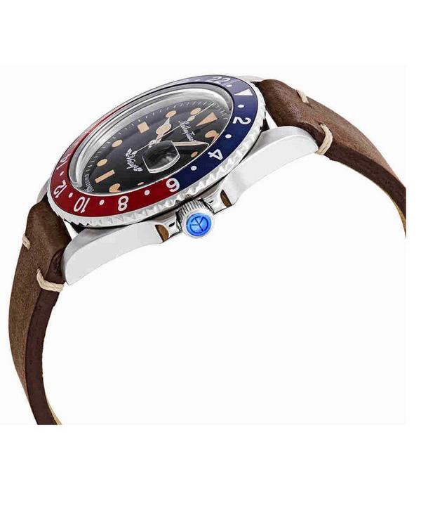 Mathey-Tissot Vintage Leather Strap Black Dial Automatic H900ATLR 100M Men's Watch