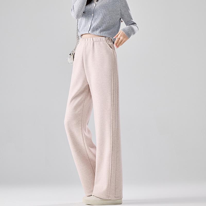 Trendy Maternity Drawstring Gray Pants: Wide-Leg and Narrow Straight-Leg Options for Spring and Autumn