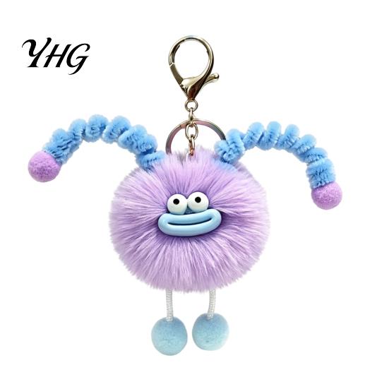 Sausage Mouth Doll Keychain Creature Plush Keychain, Cartoon Fuzzy Ball Keyring Pendant, Pendant Decorative for Handbags Purses Backpacks &