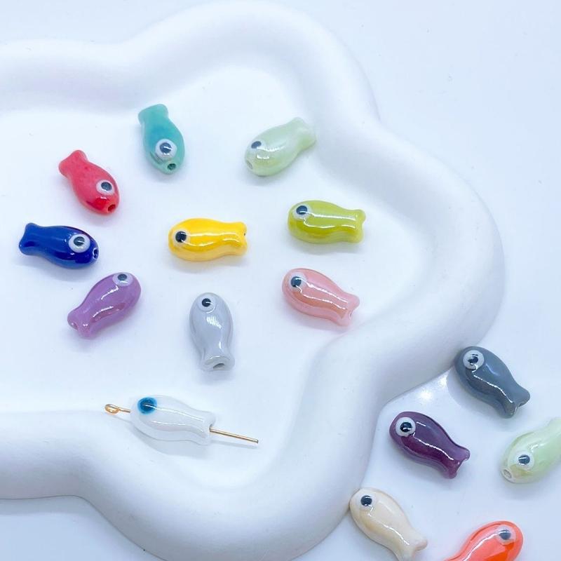 10Pcs Little Fish Ceramic Beads Diy Necklace Earrings Jewelry Accessories Pendants Loose Beads For Crafting