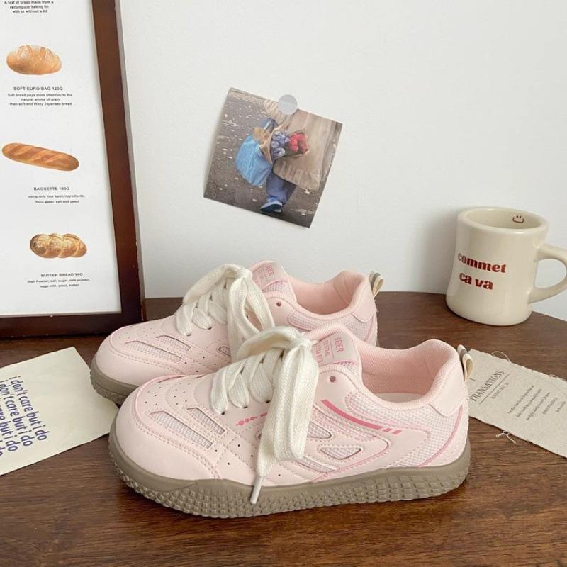 Pink Dexun Double Mesh Board Shoes Female Ugly Cute Summer New Chic Niche Korean Version Breathable Sports Forrest Gump White Shoes