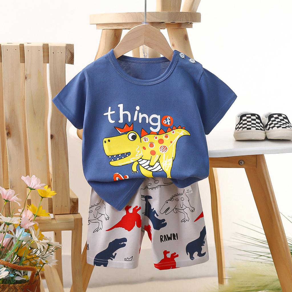 Children's Short-Sleeved Suit Boys' Cotton T-shirt Baby Children's Summer Clothing Girls' Shorts Clothes for Babies Summer Clothes