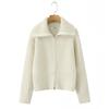 European and American women's clothing, the new slim-fitting and thin foreign-style versatile double zipper lapel knitted cardigan