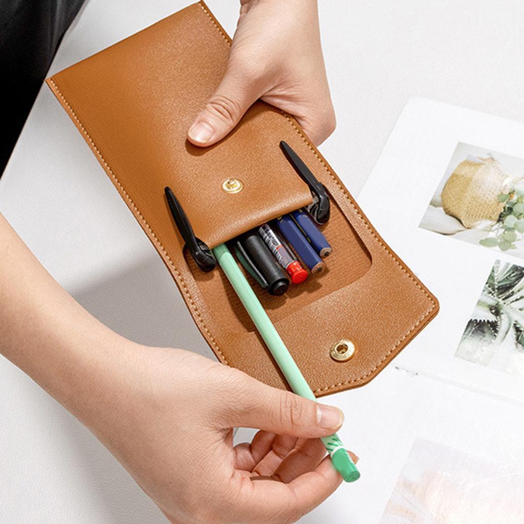 Leather Pen Holder Fountain Pen Sleeve Leather Pen Case Fountain Pen Pouches Hold 6-7 Fountain Pen Ballpoint Pen Pencil