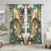 2 Panels Flowers and Birds Print Window Curtains - Shade and Privacy Protection   Suitable for Decorating Various Rooms