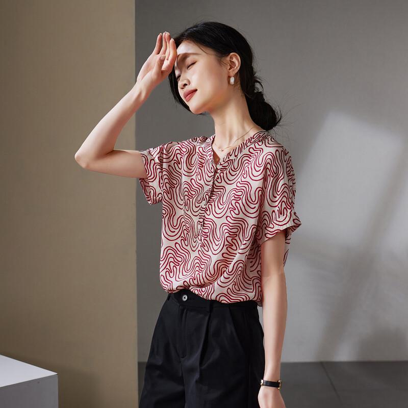 SOFSIL Women s Silk Printed Round Neck Blouse XL