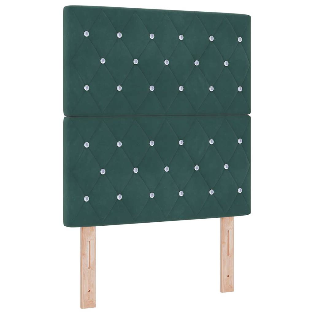 Box Spring Bed with Headboard Dark Green 200 X 80 Cm Velvet