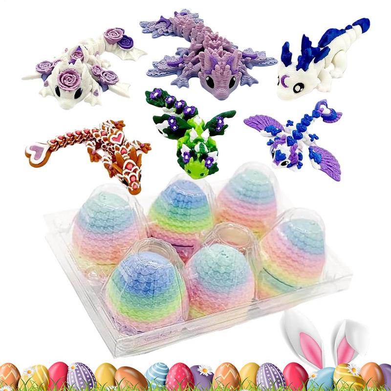 Random Mini Dragon Egg 3D Printed Animals Set Easter Basket Stuffers Prefilled Tiny Animals Figurines Set Dragon Fidget Toy