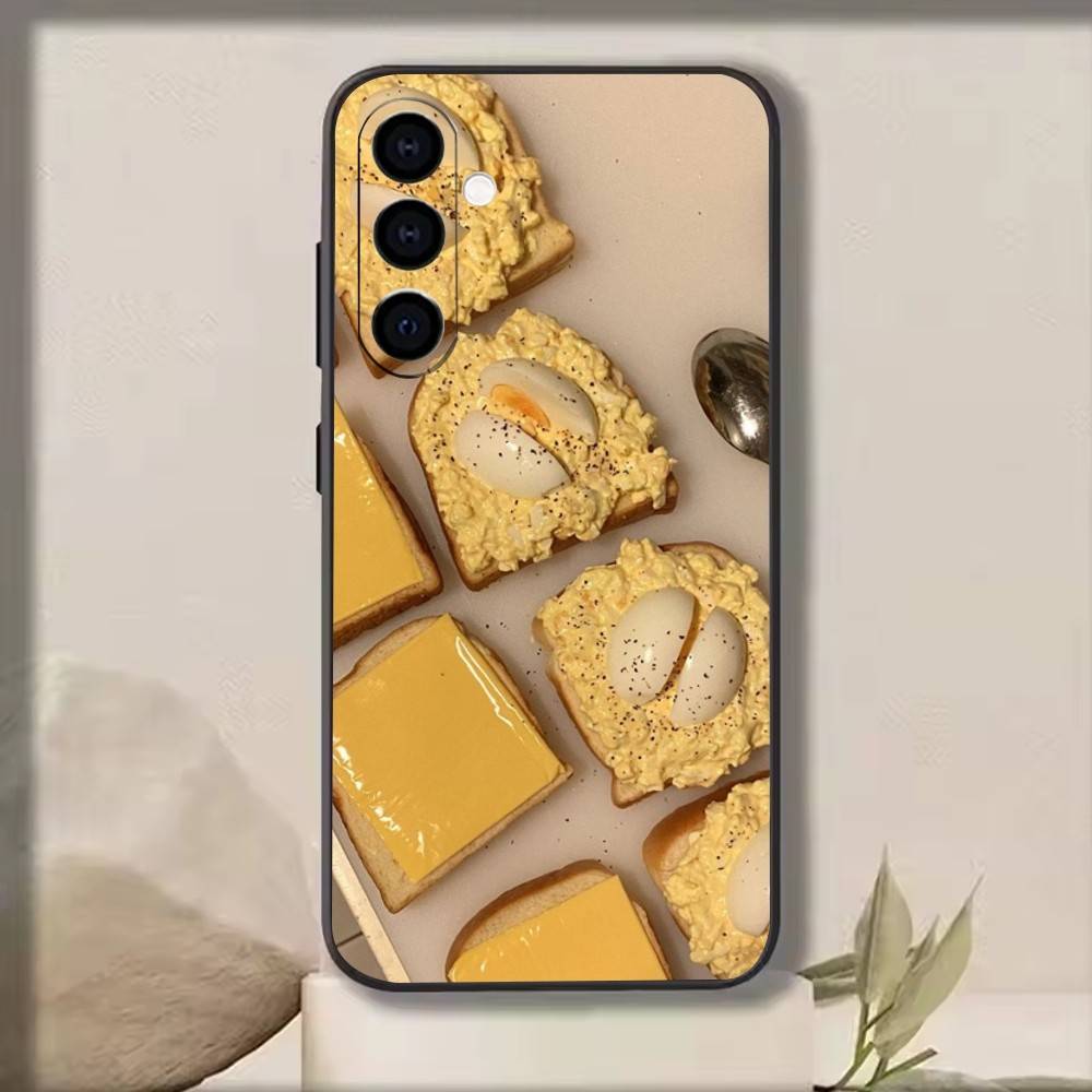 

Yellow bread Phone Case Black Silicone Soft For Samsung Galaxy A73,A72,A71,A70,A53,A52,A51 Samsung a11