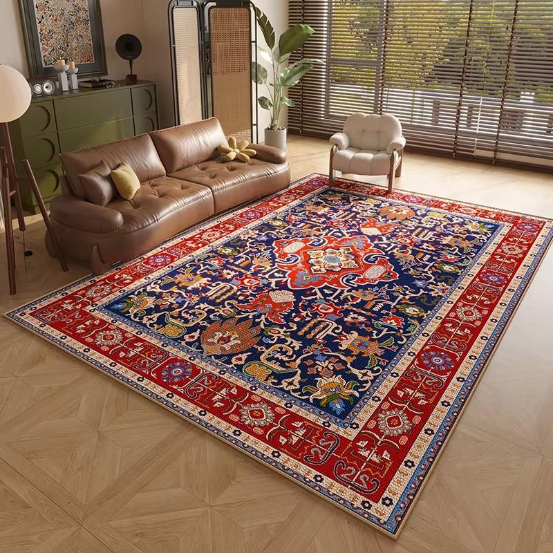Persian Style Carpets for Living Room Anti-slip Cloakroom Rug American Bedroom Decor Retro Carpet Washable Study Soft Floor Mat
