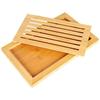 Bamboo Wooden Openwork Bread Cutting Board for Crumbs